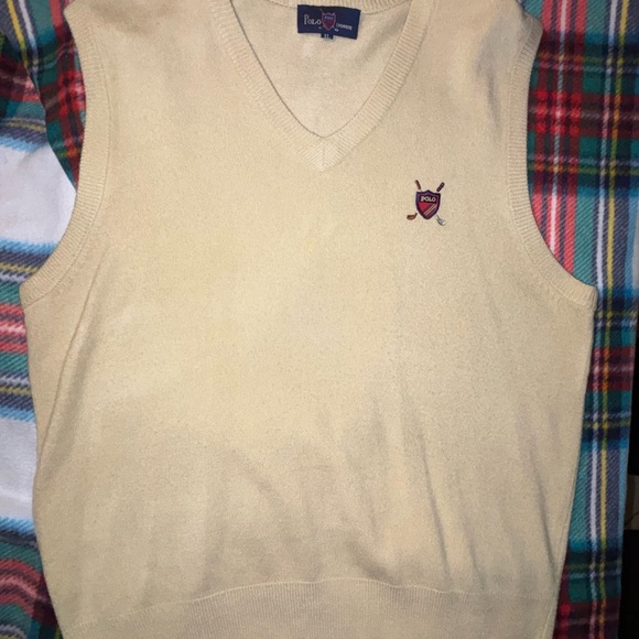 Polo Ralph Lauren vintage100% Cashmere Golf Vest Crest Logo Mens XL Old Money